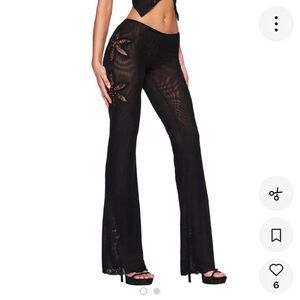 I.AM.GIA KELLER PANT MESH WITH FLORAL CUT OUTS WITH SILVER HARDWARE SZ XS